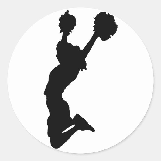 Zwart Silhouet van Cheerleader Ronde Sticker (Voorkant)