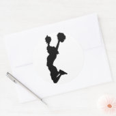 Zwart Silhouet van Cheerleader Ronde Sticker (Envelop)