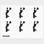 Zwart Silhouet van Cheerleader Ronde Sticker (Vel)