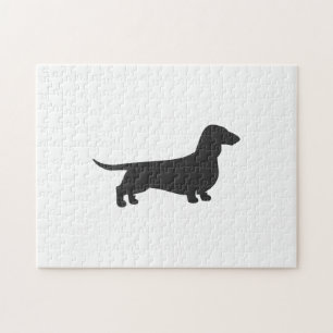 Zwart silhouet van dachshund legpuzzel