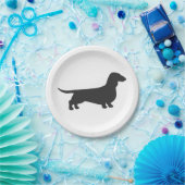 Zwart silhouet van dachshund papieren bordje (Feest)