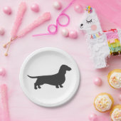 Zwart silhouet van dachshund papieren bordje (Feest)