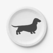 Zwart silhouet van dachshund papieren bordje (Voorkant)