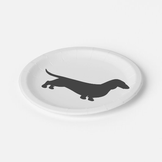 Zwart silhouet van dachshund papieren bordje (Gekanteld)
