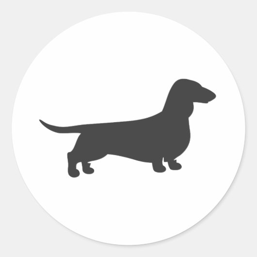 Zwart silhouet van dachshund ronde sticker (Voorkant)