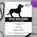 Zwart silhouet van een hond-Gezegde looppas - hond Flyer<br><div class="desc">Bevorder uw hondenloopbedrijf met de hulp van dit minimalistische bedrijfsmatige ontwerp van de zwarte en witte hondenwandelaar van Destei. Het ontwerp is voorzien van een zwart silhouet van een staande hond die lijkt op een Labrador Retriever. De hond heeft een gelukkige gezichtsuitdrukking en er is ook een spraakbel met de...</div>