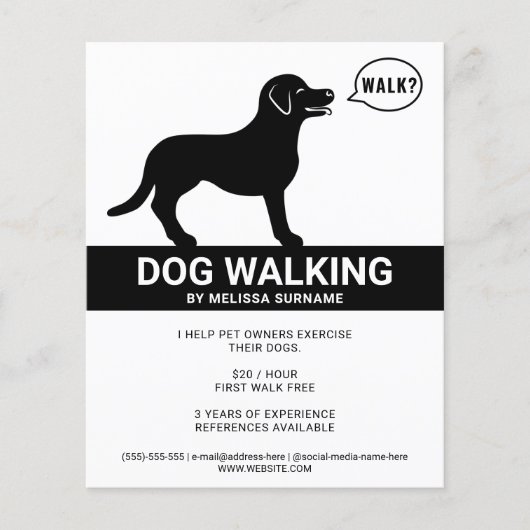 Zwart silhouet van een hond-Gezegde looppas - hond Flyer (Voorkant)
