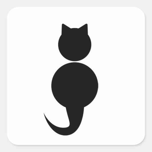 Zwart silhouet van een kat vierkante sticker (Voorkant)