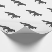 Zwart silhouet van fluffy Fox Cadeaupapier (Hoek)