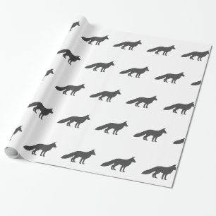 Zwart silhouet van fluffy Fox Cadeaupapier