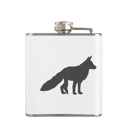 Zwart silhouet van fluffy Fox Heupfles (Achterkant)