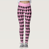 Zwart Silhouet Victoriaans Lady Head Pet Roze Leggings (Voorkant)