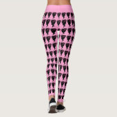 Zwart Silhouet Victoriaans Lady Head Pet Roze Leggings (Achterkant)