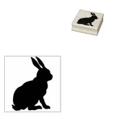 Zwart Silhouet zittend Konijn Side Profiel Rubberstempel (Gestempeld)
