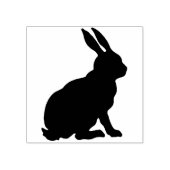 Zwart Silhouet zittend Konijn Side Profiel Rubberstempel (Afrduk)