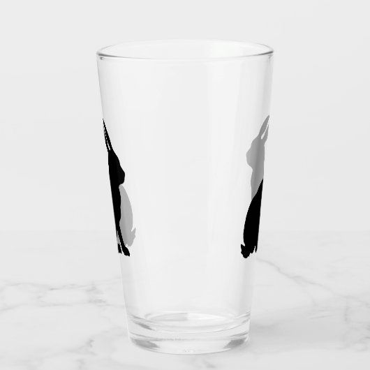 Zwart Silhouet Zittend Konijntje Bijprofiel Glas (Links)