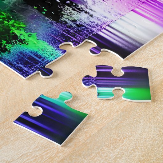 Zwart Silhouetbos met Multicolor Splashes Legpuzzel (Zijkant)