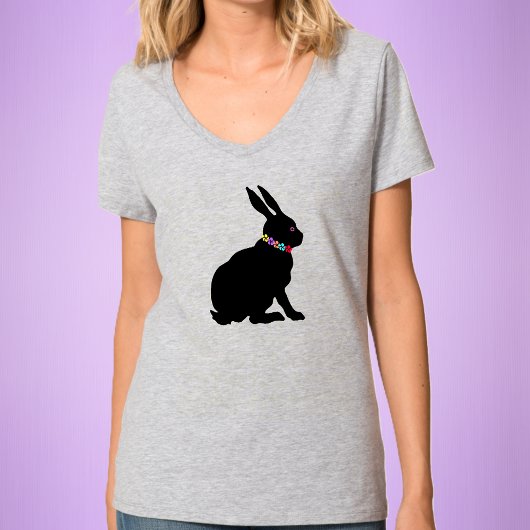  zwart Silhouette Bunny Dragen Flowers T-shirt