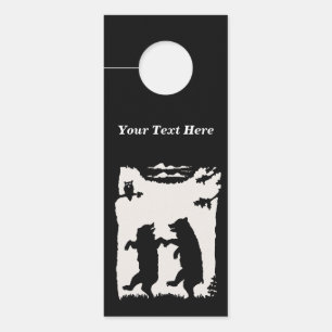 Zwart Silhouette Paar Dansende Beren Trees Owl Deurhanger