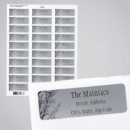 Zwart Silhouette Tree Branches Grijs Retour Adres Etiket