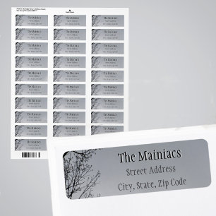 Zwart Silhouette Tree Branches Grijs Retour Adres Etiket