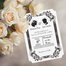 Zwart Silhouette Trouwen met Typografie