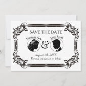 Zwart  Silhouette Trouwen met Typografie Save The Date (Voorkant)