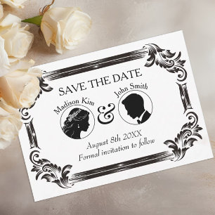 Zwart Silhouette Trouwen met Typografie Save The Date