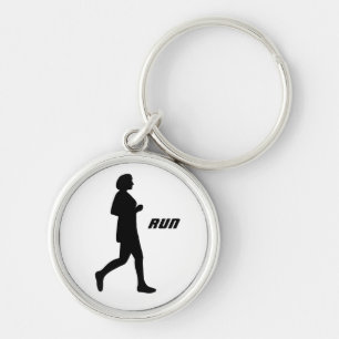 Zwart Silhouette Vrouw Runner Running Painting Sleutelhanger