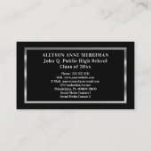 Zwart | Silver Afstuderen Photo Insert Name Cards Contactkaartje (Achterkant)