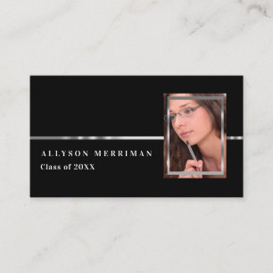 Zwart Silver Afstuderen Photo Insert Name Cards Contactkaartje