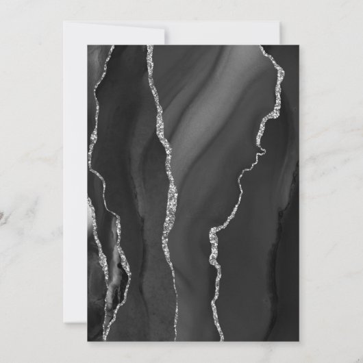 Zwart Silver Agaat Script Sla de datum op Aankondiging (Achterkant)