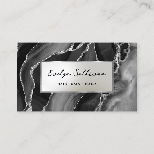 Zwart Silver Agaat Visitekaartje (Voorkant)