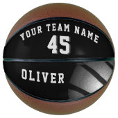 Zwart Silver Ball Player Team Name Number Basketbal (Voorkant)