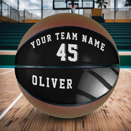 Zwart Silver Ball Player Team Name Number Basketbal