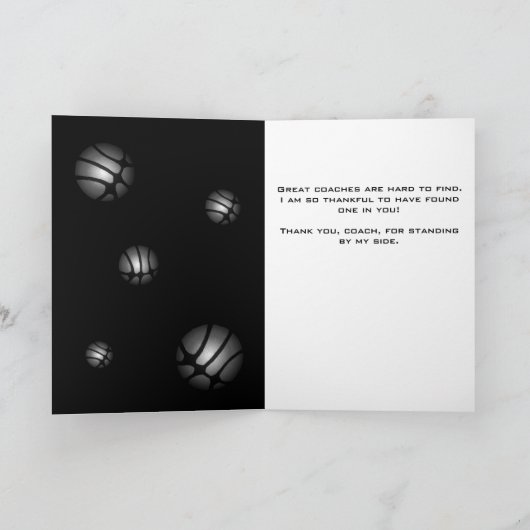 Zwart Silver Basketbal Dank je Coach Kaart (Binnen)