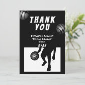 Zwart Silver Basketbal Dank je Coach Kaart (Staand voorkant)