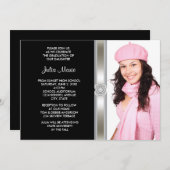 Zwart Silver Diamond Girl Foto Afstuderen Kaart (Voorkant / Achterkant)