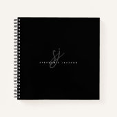 Zwart Simple Script Initiaal Monogram Notitieboek (Voorkant)