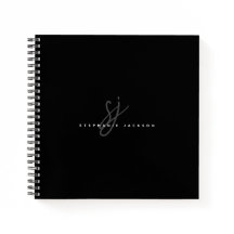 Zwart Simple Script Initiaal Monogram