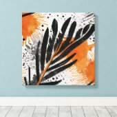 Zwart Sinaasappel Abstract veer Waterverf muurkuns Canvas Afdruk (Insitu (Houten vloer))