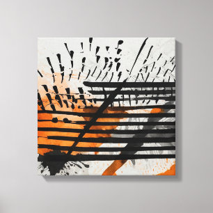 Zwart Sinaasappel Abstracte Waterverf muurkunst Canvas Afdruk