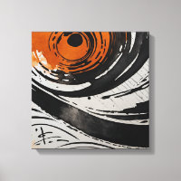 Zwart Sinaasappel Abstracte Waterverf muurkunst