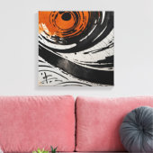 Zwart Sinaasappel Abstracte Waterverf muurkunst Canvas Afdruk (Insitu (Woonkamer))