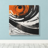 Zwart Sinaasappel Abstracte Waterverf muurkunst Canvas Afdruk (Insitu (Houten vloer))