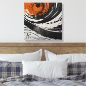 Zwart Sinaasappel Abstracte Waterverf muurkunst Canvas Afdruk (Insitu (Slaapkamer))