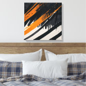 Zwart Sinaasappel Abstracte Waterverf muurkunst Canvas Afdruk (Insitu (Slaapkamer))