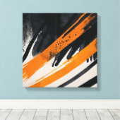 Zwart Sinaasappel Abstracte Waterverf muurkunst Canvas Afdruk (Insitu (Houten vloer))