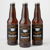 Zwart Sinaasappel Afstuderen Custom Graduation Par Bier Etiket (Flessen)