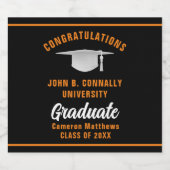 Zwart Sinaasappel Afstuderen Custom Graduation Par Bier Etiket (Enkel label)